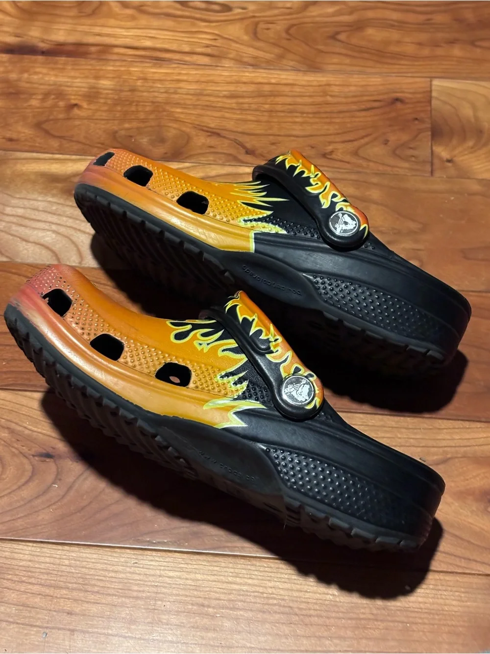 CROCS Kids Black and Orange Flame Clogs